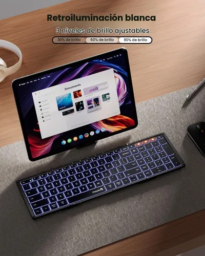 Vista 3 de ProtoArc XK01 Plus Teclado plegable retroiluminado, 105 teclas de tamaño Negro