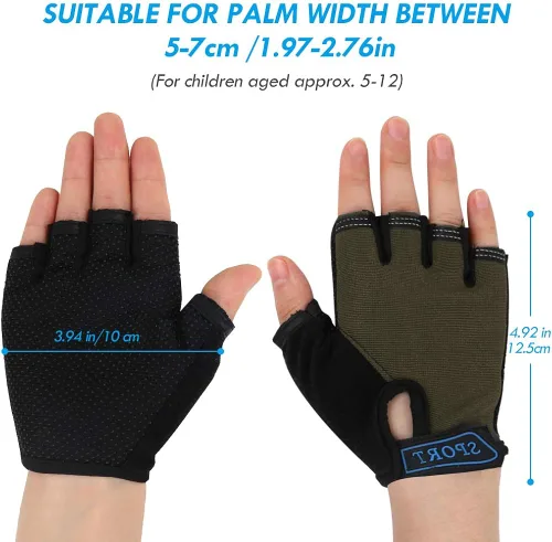 Vista 4 de FREEHAWK Guantes de ciclismo para niños, antideslizantes, ultrafinos, medio dedo, ciclismo, transpirables, guantes de patinaje sobre ruedas