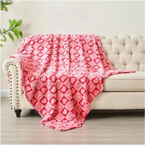 Vista 12 de FY FIBER HOUSE - Mantas con diseño de corazón a cuadros, mantas suaves y cálidas para regalos para amantes, madres, padres, lavables y ligeras