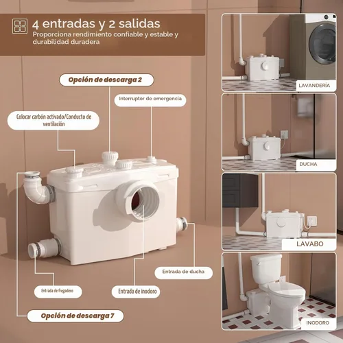 Vista 2 de 800PRO - Sistema de inodoro macerador, bomba amoladora de elevación