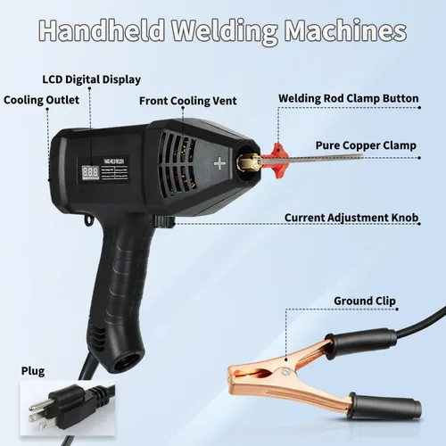 Vista 5 de Máquina soldadora de mano, máquina de soldadura portátil de 110 V con pantalla digital, inversor IGBT de 20 a 200 amperios, salida de soldadura