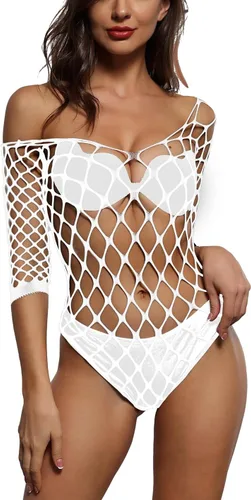 Vista 12 de Lencería de red para mujer, con cuello en V, mini vestido transparente, ropa de dormir de una pieza, talla única Negro 7