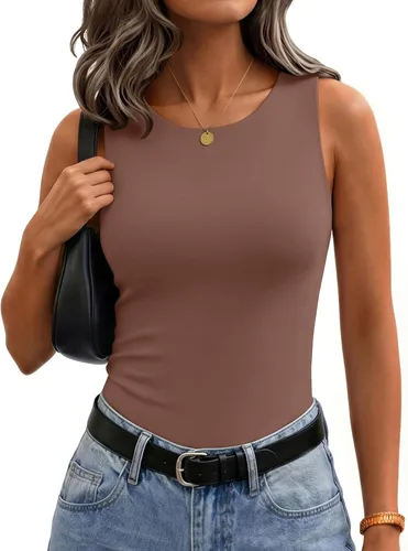 Vista 25 de Zeagoo Camiseta sin mangas de verano con cuello redondo y doble forro para 1 blanco