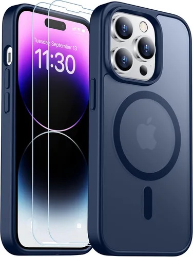 Vista 245 de SPIDERCASE Funda magnética translúcida diseñada para iPhone 11, con 2 protectores de pantalla de vidrio templado, antihuellas, para iPhone 11 de 6.1