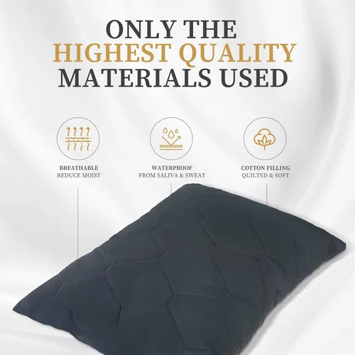 Vista 4 de Safe and Sound Paquete de 2 protectores de almohada, funda de almohada impermeable con cremallera de tamaño estándar, transpirable, suave