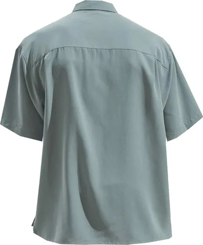 Vista 3 de Bamboo Cay - Camisa hawaiana de manga corta para hombre con paneles de inserción en contraste Classic M Ocean