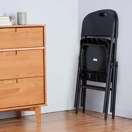Vista 6 de Amazon Basics Silla Plegable Portátil Resistente de Plástico Plegable, Capacidad de 350 Libras, Negro, Paquete de 2