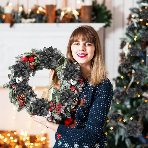 Vista 5 de 36 adornos navideños de Pascua para árbol, color negro