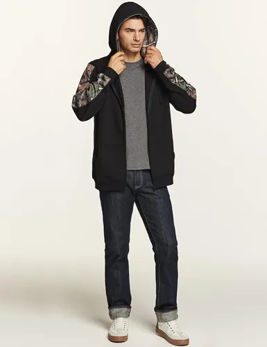 Vista 4 de CQR sudadera táctica de invierno para hombre, con capucha y forro térmico de vellón, de manga larga, sin botones