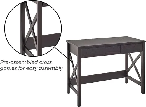 Vista 6 de ClosetMaid 3955 X-Frame Design Escritorio o consola con cajones, madera de nogal negro
