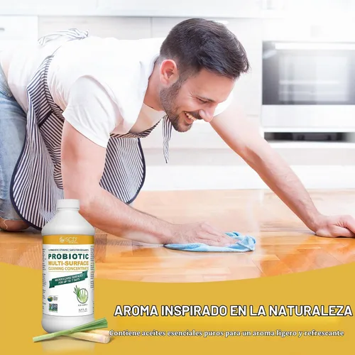 Vista 6 de Concentrado de limpieza probiótico multisuperficie, citronela – Base biológica certificada por USDA, microlimpia superficies hasta 7 días, botella