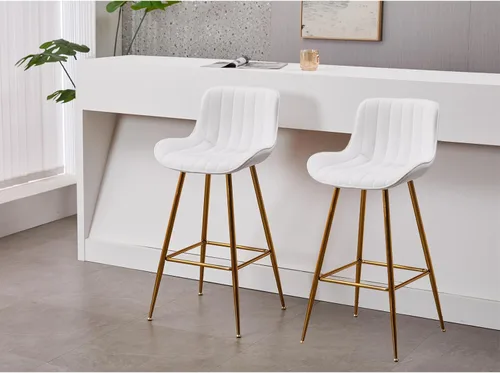 Vista 14 de Sidanli Blue - Juego de 2 taburetes de bar de terciopelo de 24 pulgadas con reposapiés, sillas de bar modernas para el hogar, isla de cocina, comedor