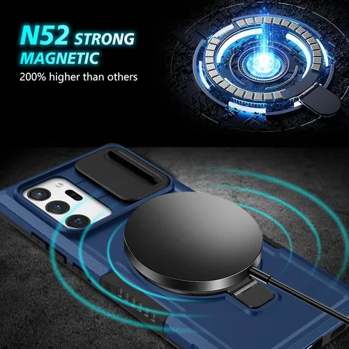 Vista 4 de Funda magnética para Samsung Galaxy Note 20 Ultra, soporte para teléfono, funda protectora mate a prueba de golpes, funda protectora para teléfono