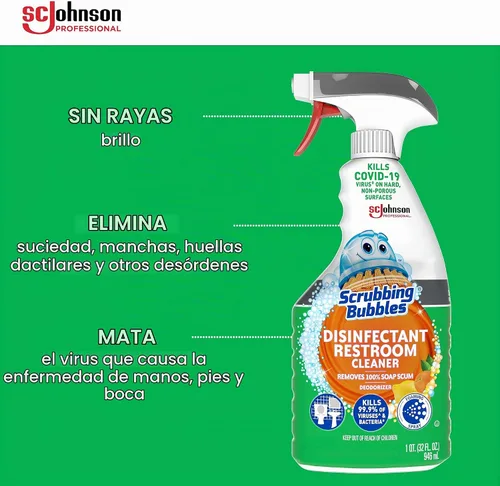 Vista 4 de SC Johnson Professional Scrubbing Bubbles - Limpiador desinfectante para baño, 32 onzas/caja cantidad 8