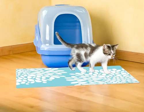 Vista 2 de Drymate Tapete original para arena para gatos, contiene desorden de la caja, protege los suelos, a prueba de orina, lavable a máquina, suave