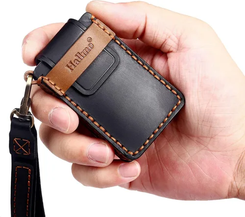 Vista 5 de ontto Funda para llave de automóvil de 4 botones para Cadillac Funda de cuero para llavero con estilo negro
