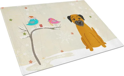 Vista 37 de Caroline's Treasures BB2513LCB - Tabla de cortar de vidrio con texto en inglés "Christmas Presents between Friends" Airedale Terrier - Tabla