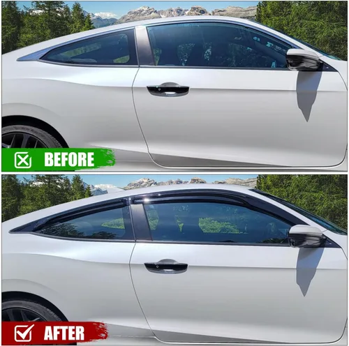 Vista 3 de IKON MOTORSPORTS Visera de ventana externa con cinta, compatible con Honda Civic Coupe 2Dr 10ª generación FC FC3 FC4 2016-2020, deflector de aire