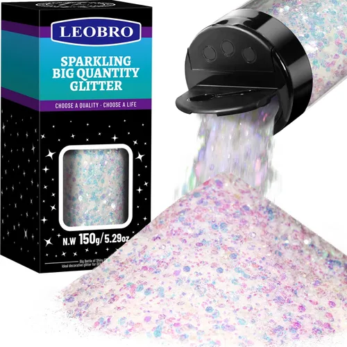 Vista 18 de LEOBRO - Purpurina dorada champán, 150g/5.29oz, purpurina gruesa para manualidades, resina, uñas, cuerpo, cara, vaso DIY, decoraciones