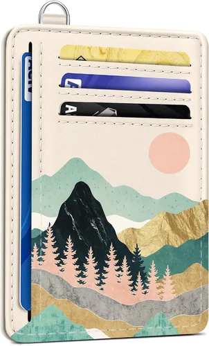Vista 17 de SEAVILIA Tarjetero de crédito para mujer, cartera RFID para mujer, tarjetero de bolsillo frontal delgado y minimalista, bonito estuche delgado