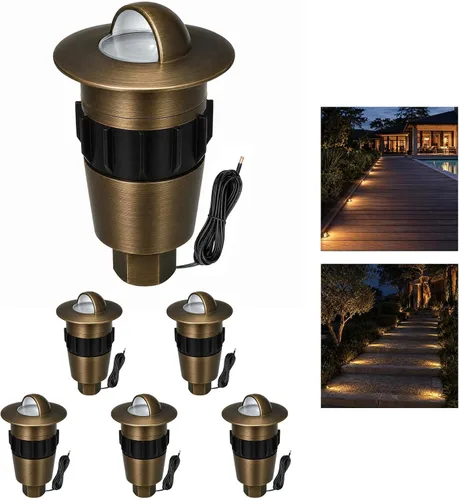 Vista 13 de Gardenreet Mini Brass Low Voltage Well Light, 12V IP65 Drive-Over, 1 Pack Bronce Uplight