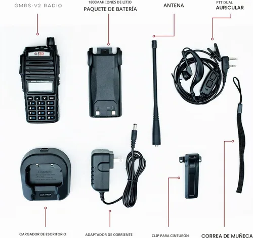 Vista 7 de BTECH GMRS-V2 5W 200 Canales Completamente Personalizables Radio Bidireccional GMRS. Carga USB-C, Resistente al Clima IP54, Compatible