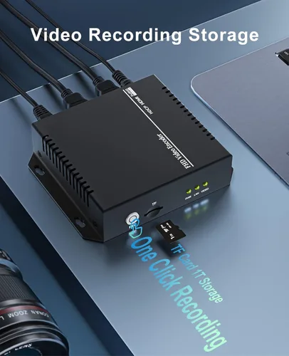 Vista 4 de H.265 H.264 codificador de video hdmi 1080p60 codificador de transmisión en vivo codificador de una llave de grabación girar Flip Mirror Clip