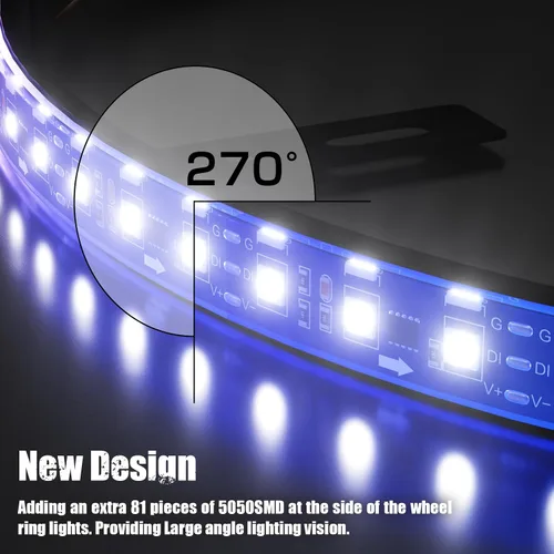Vista 2 de Luces de rueda SUNPIE para camiones, luces de anillo de rueda de color de ensueño para coches con amplio ángulo para SUV con llanta de 17 pulgadas