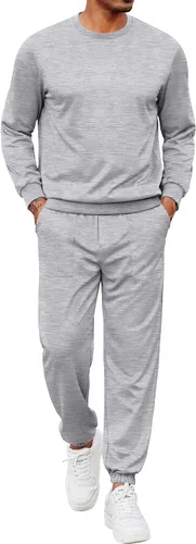 Vista 51 de COOFANDY Conjunto deportivo de 2 piezas para hombre, sudadera de manga larga, sin botones, para deportes, casual, fitness, trotar