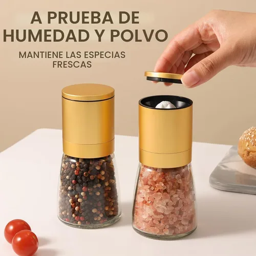 Vista 5 de Vucchini Gold - Molinillo de sal y pimienta de cerámica ajustable Dorado