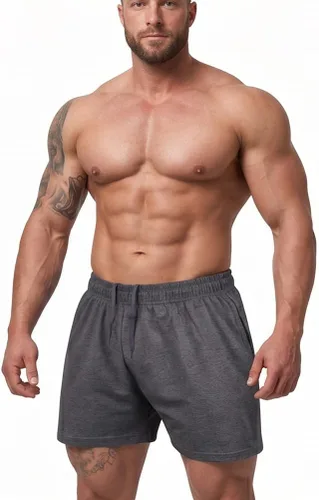 Vista 11 de Muscle Alive Pantalones cortos de correr para hombre con bolsillos, ropa atlética, algodón de rizo francés con 3 o 5 pulgadas