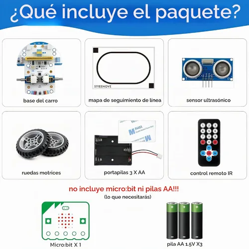 Vista 3 de Coche inteligente Micro:bit con tutorial detallado de programación gráfica y microPython de MakeCode, seguimiento de línea IR y módulos de luz RGB