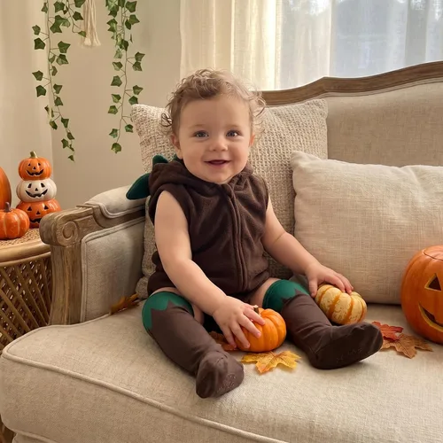 Vista 3 de Baby Boy Halloween Costumes Sleeveless Mandrake Romper Coffee