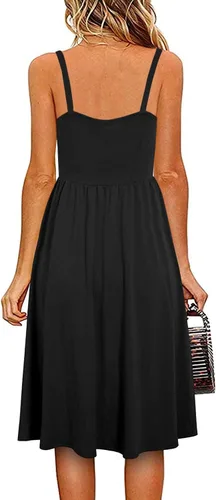 Vista 3 de Soesdemo Vestidos de verano para mujer 2025, floral, bohemio, sin mangas, cuello en V, tirantes delgados, línea A, vestidos de verano casuales