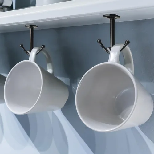 Vista 3 de Gancho de techo de dos puntas para armario, baño, cocina, garaje, paquete de 8 (negro)