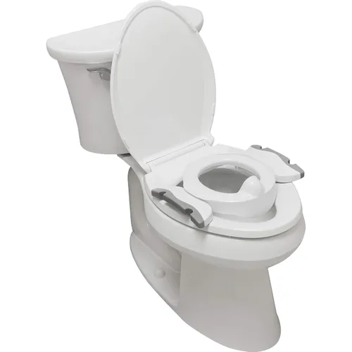 Vista 3 de Kalencom Potette Plus Premium 2 en 1 Anillo de entrenamiento para asiento de inodoro y orinal con protector de orina integrado y asas de fácil Blanco