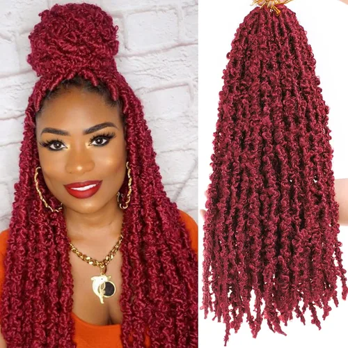 Vista 23 de ZRQ Butterfly Locs Cabello de Ganchillo Corto 6 Paquetes Negro Cabello Bob de Ganchillo 8 Pulgadas Locs Sintéticos Desordenados Desgastados Trenzas