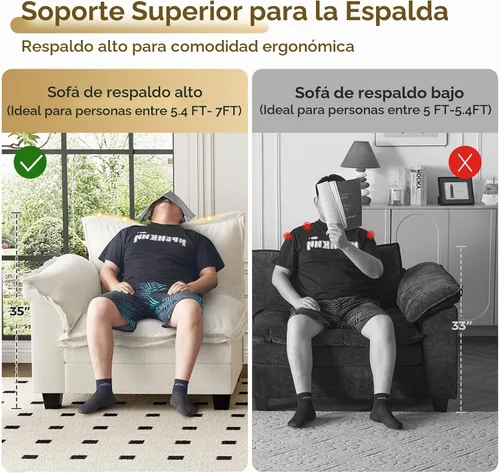 Vista 8 de KKL Sofá Seccional Modular de 89 Pulgadas, Sofá de Amor de 2 Asientos Sofá Nube con Asiento Profundo, Sofás Seccionales de Chenilla para Sala
