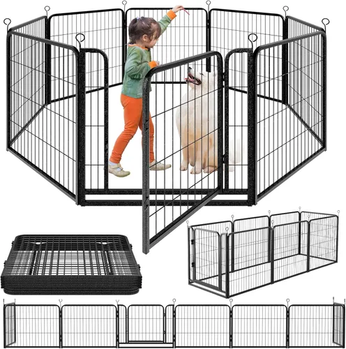 Vista 21 de Kfvigoho Corralito para perros para exteriores, extra ancho, 12 paneles de valla resistente para perros, 32 pulgadas de altura, antioxidante