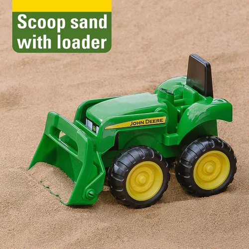 Vista 6 de TOMY - Juego de vehículos John Deere – Incluye camión volquete y tractor de juguete con cargador para caja de arena, juguetes para exteriores