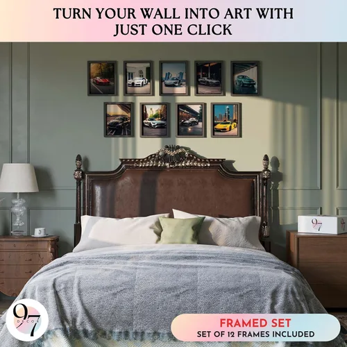 Vista 3 de 97 DECOR Pósteres ENMARCADOS de Super Coches para Habitación de Niños - Impresiones Modernas de Arte de Pared de Coches, Póster de Coche Deportivo