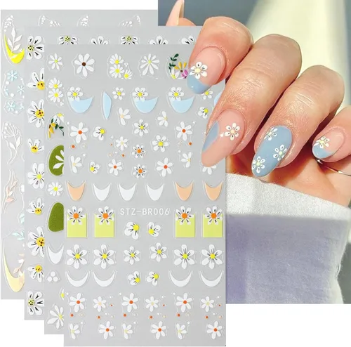 Vista 18 de 5 hojas de calcomanías de arte de uñas de mariposa, 3D coloridas mariposas, suministros de arte de uñas, mariposas, flores, calcomanías Con