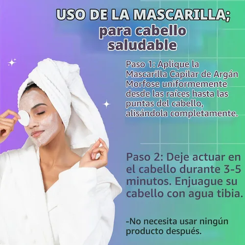 Vista 6 de Morfose - Mascarilla de argán para rizos, encrespamiento, decolorado, cabello BLonde, mascarilla para el cabello acondicionador profundo, mascarilla