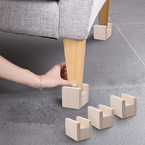 Vista 7 de 4 patas de muebles de madera maciza no cuadradas, resistentes, elevadores para muebles, añaden 1.89 pulgadas de altura a sofás, escritorios, mesas