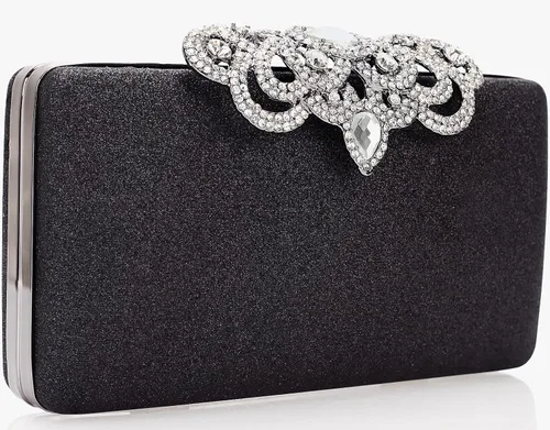 Vista 2 de Dexmay - Bolso de mano con diamantes de imitación con cierre de corona de cristal, bolso de noche formal para mujer