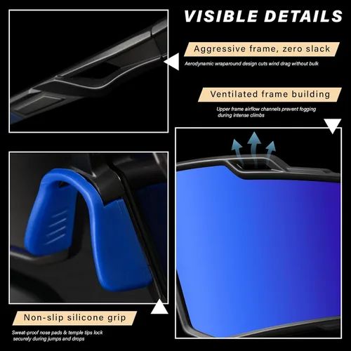 Vista 5 de Gafas de sol deportivas polarizadas para hombre, ciclismo, conducción, pesca, protección UV, ligeras, marco grande, gafas de bicicleta de montaña