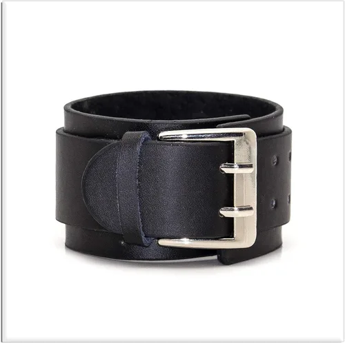 Vista 2 de Xusamss Pulsera de cuero ancha de la pulsera de la hebilla del cinturón de la aleación punk, 7"-8