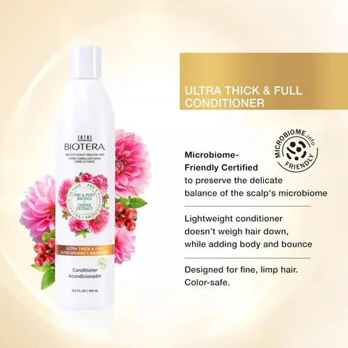 Vista 2 de Biotera Ultra Thick & Full Volumizing Conditioner for Fine, Limp Hair - Adds Volume & Fullness with Coconut & Coffee Extract, Enhances Shine &