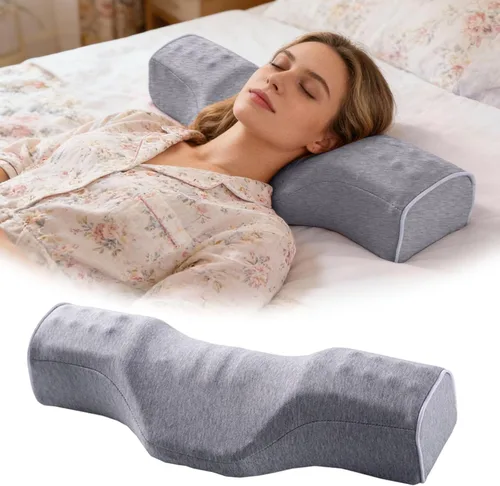 Vista 8 de Almohada cervical para dormir, almohada ergonómica de espuma viscoelástica con soporte zonificado, almohada ortopédica para dormir de espalda