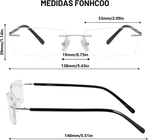 Vista 3 de FONHCOO Gafas de bloqueo de luz azul, anti rayos azules, unisex, ligeras, sin marco, rectangulares, para juegos de computadora